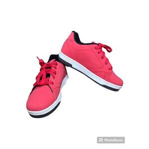 Boy's Heely’s Red Black Logo Wheels Lace Up Retro Low Top Sneakers Size 6